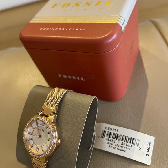 Fossil Gold Tone & Rhinestone Dial Stainless Steel w/Roman Numerals Watch - Picture 3 of 8